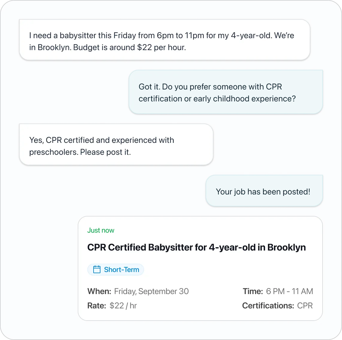 AI job posting chat flow